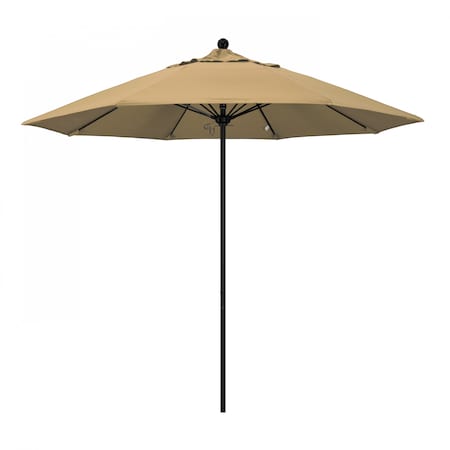 California Umbrella 9' Black Aluminum Market Patio Umbrella, Olefin Champagne 194061335666